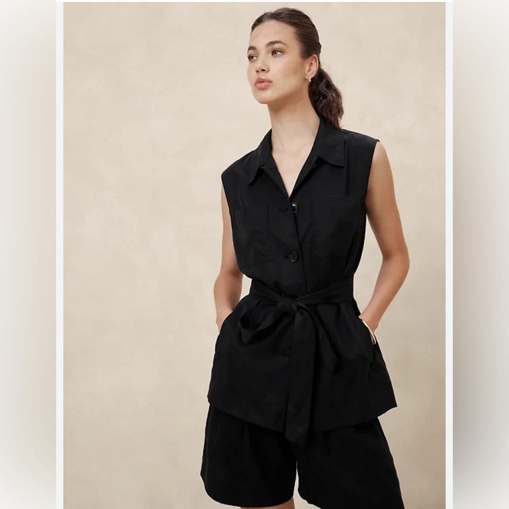 Banana Republic Classic Black wrap utility vest nwt